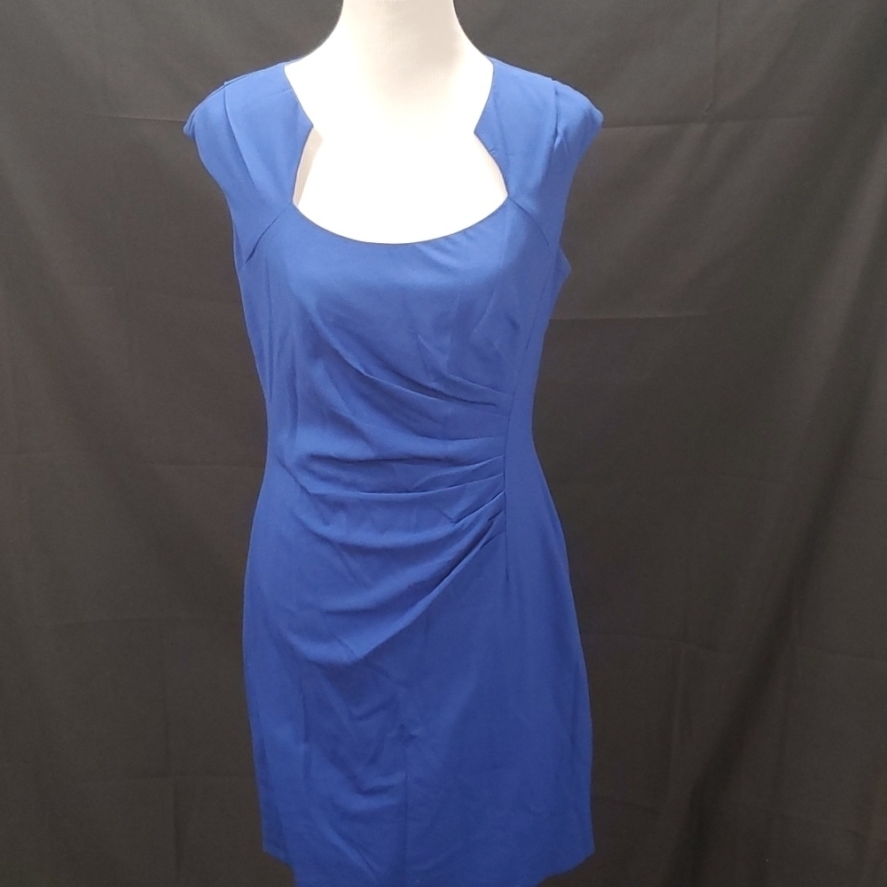 Calvin Klein Blue Side Ruch Midi Dress SZ 10